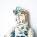 Fabric doll. blue white. La signora Bertolotti