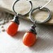 Magma Earrings Mexican Fire Opal on Oxidized Sterling and Fine Silver
