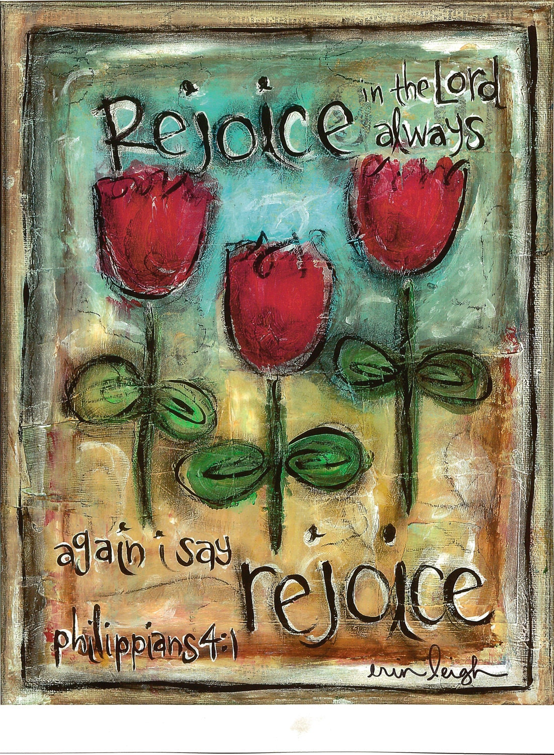 Scripture Art, Rejoice in the Lord Always (Phil 4.1), 8x10 Fine Art Print