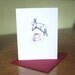 Leaping rabbit greeting card, white rabbit birthday card, leap year, all occasion