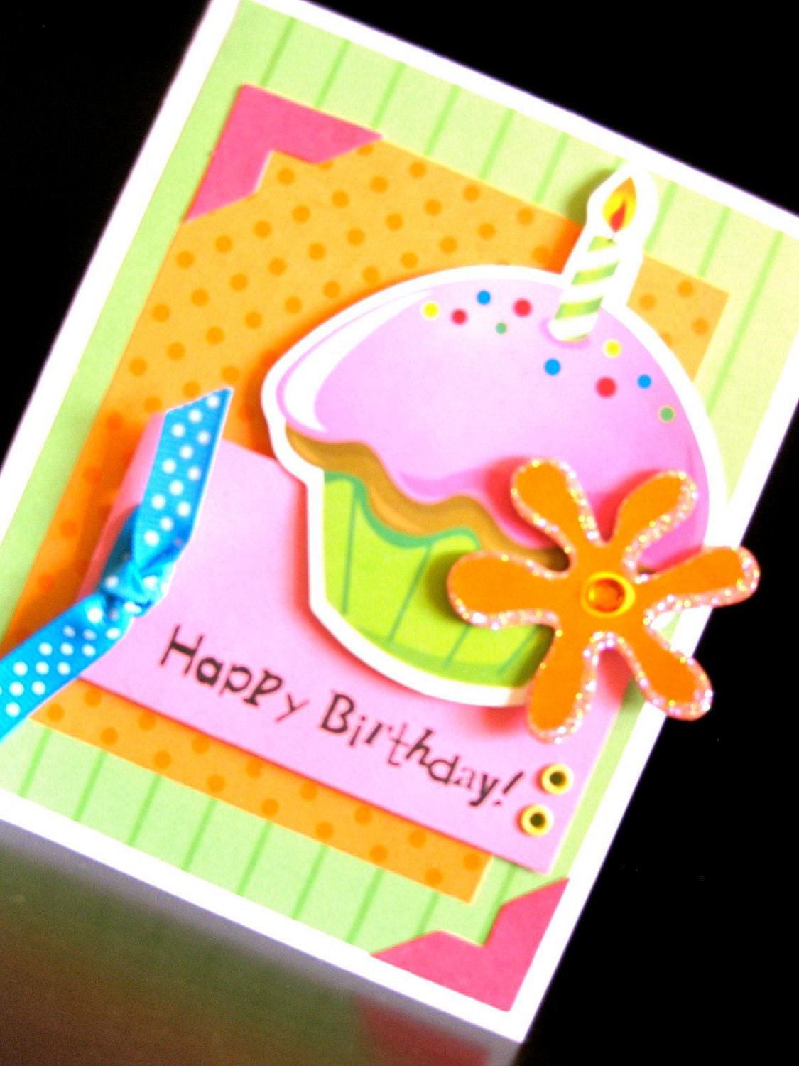 Cupcake Happy Birthday bright Greeting Card