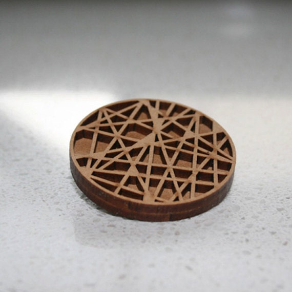 Laser cut Wooden Abstract Lines Brooch