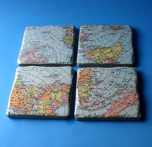 Vintage map Style Coasters custom