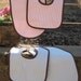 Personalized / Monogrammed Bib and Burp -- Hampton Stripe Pink and Blue with Natural Trim