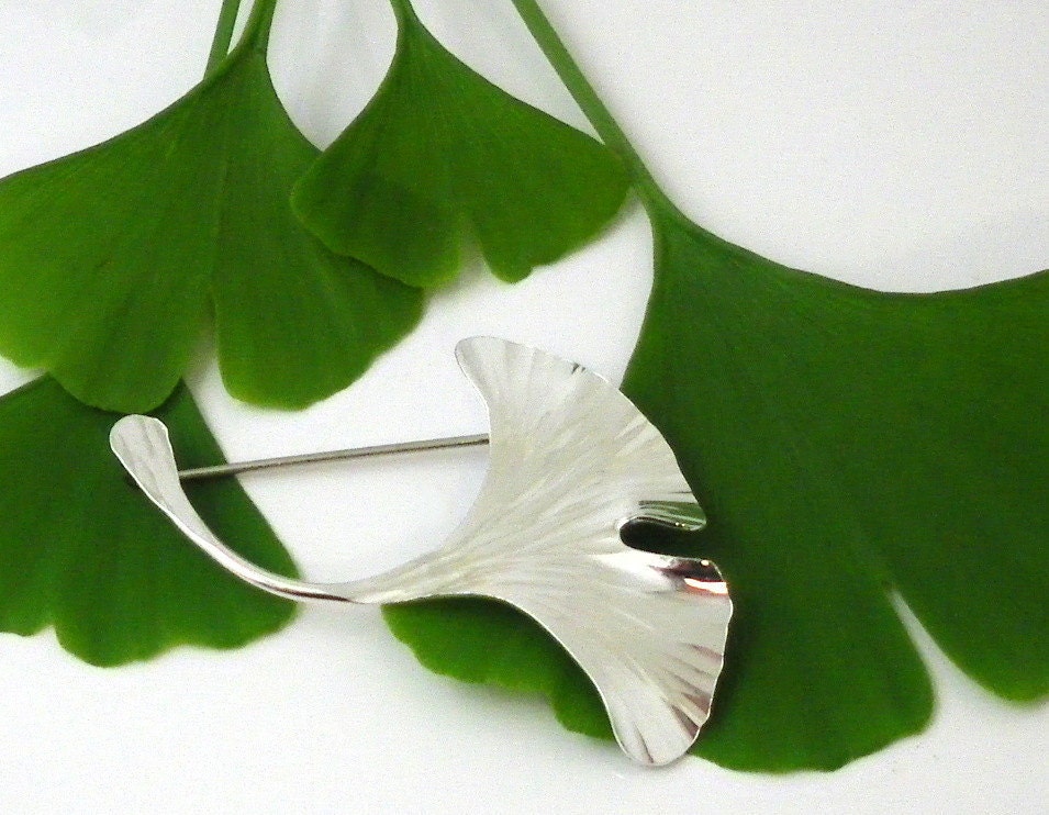 Ginkgo Pin, Large Sterling, 251ss