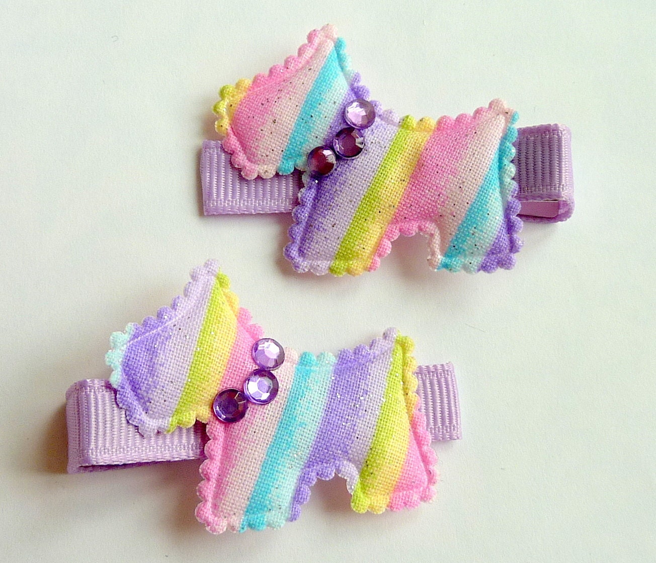 RAINBOW PUPPIES - Set of 2 Felt Scottie Hair Clips
