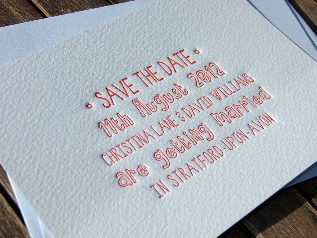 50 Poem Letterpress Save the Date Cards with Envelopes