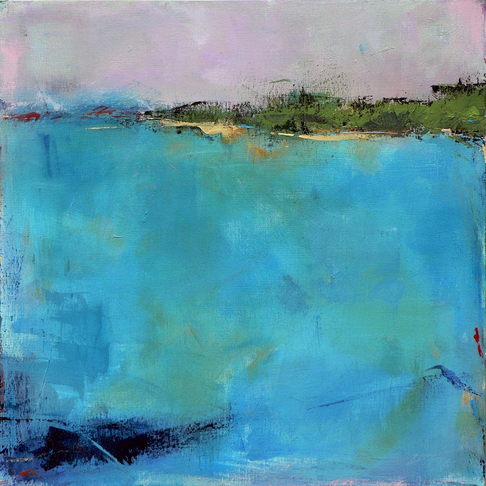 Vermont Pond-24x24, Contemporary Abstract Painting, Original acrylic on canvas, gallery wrapped and ready to hang,