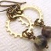 Steampunk gear earrings, jasper beads