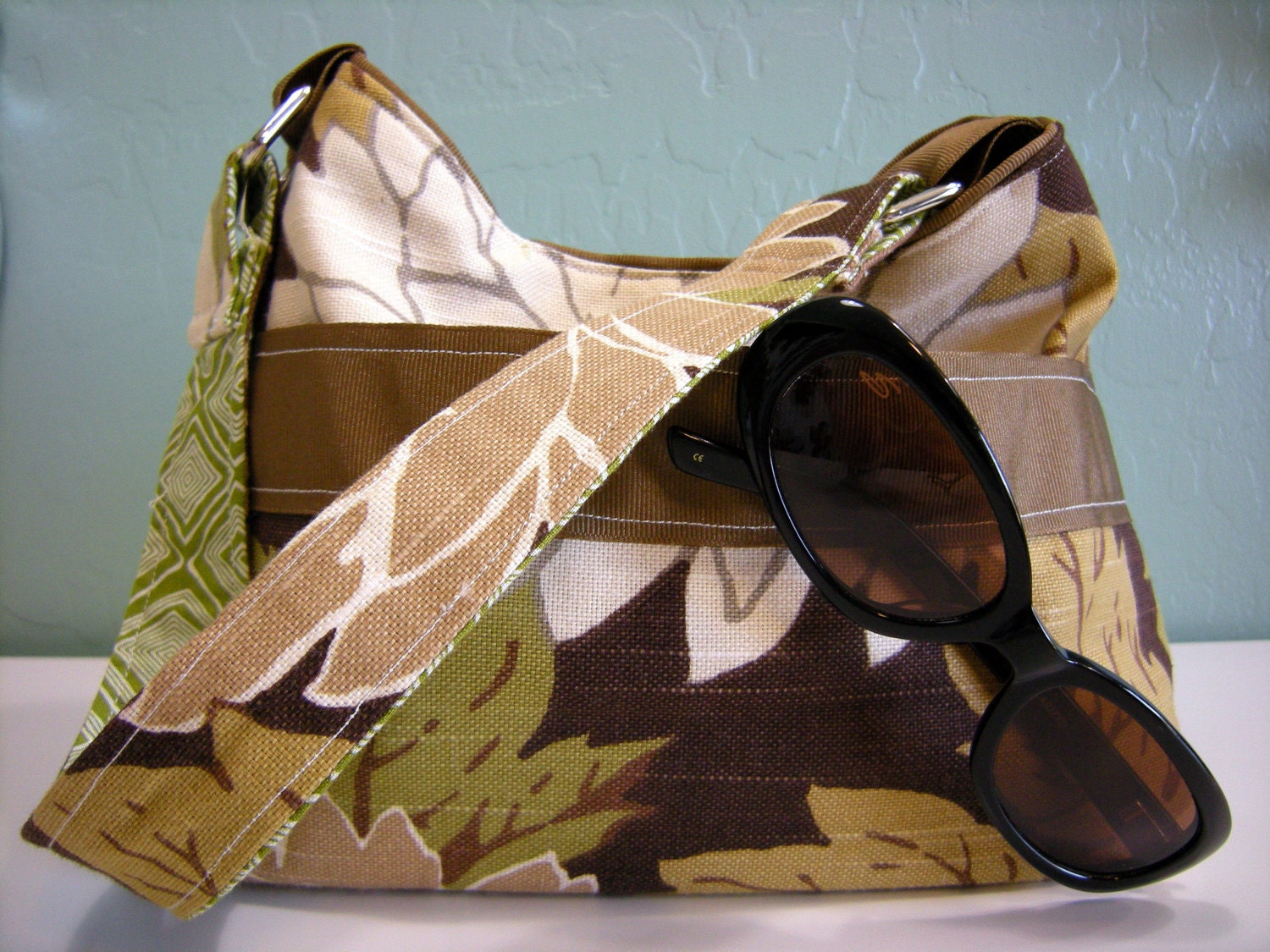 Flora Small Handbag in Woodland Print with Front Pocket