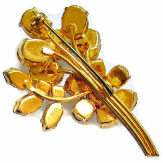 Vintage Rhinestone Flower Spray Brooch Pin