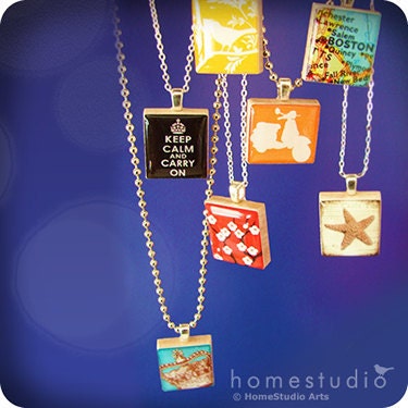 Memorial Day Sale: Petal Pop (Black) - a pendant charm made with a wood Scrabble tile game piece