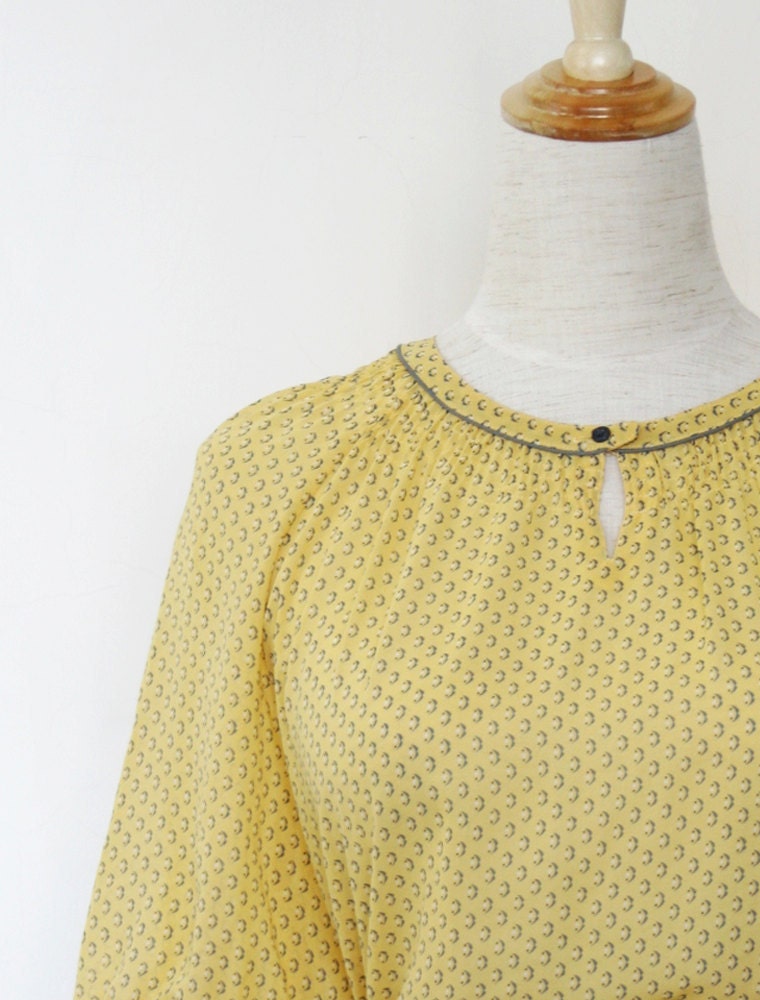 Vintage 70s Japanese Sweet Lemon Yellow Summer Dress