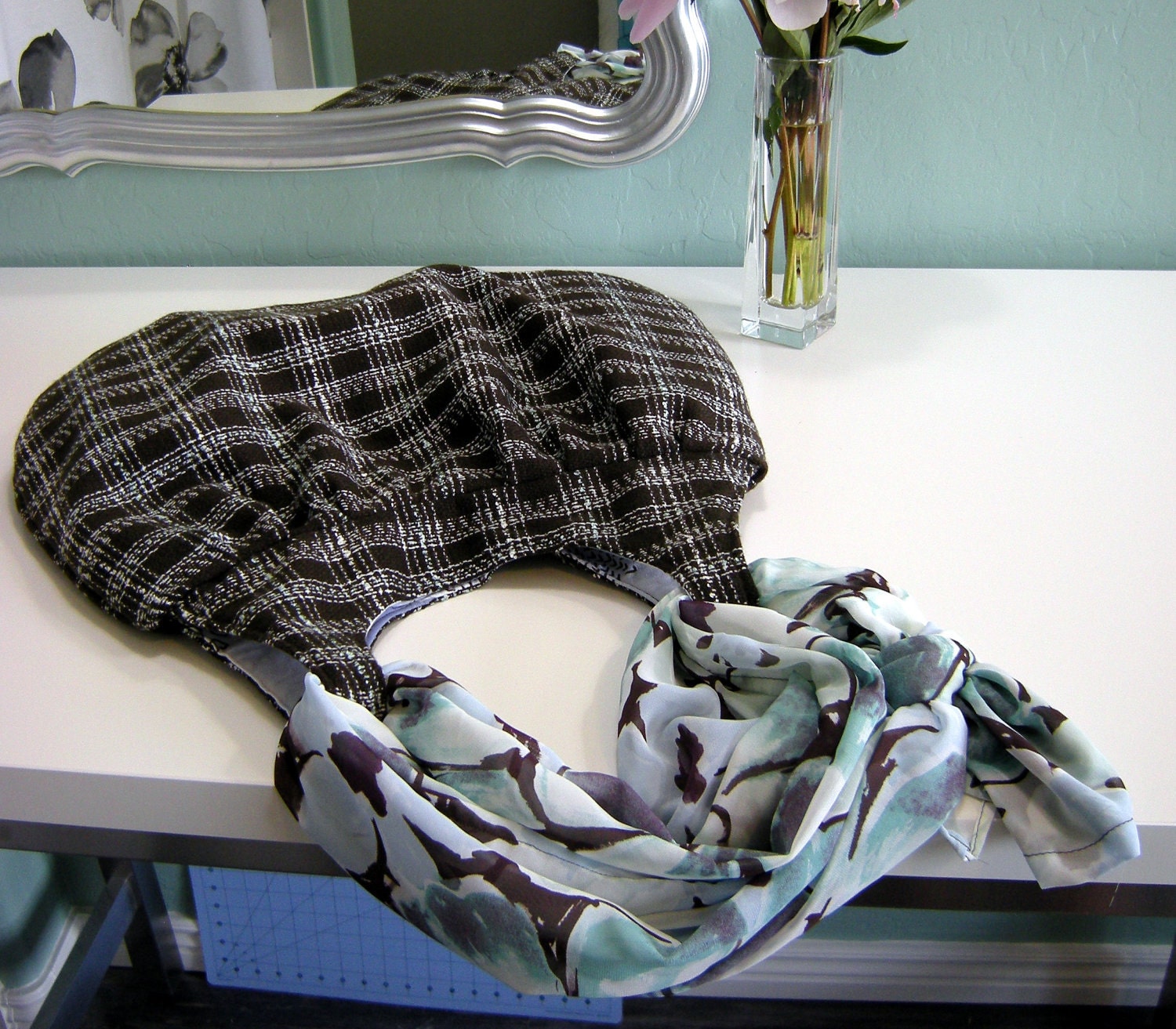 Myra Shoulder Bag in Skye Plaid with Changeable Scarf Handle