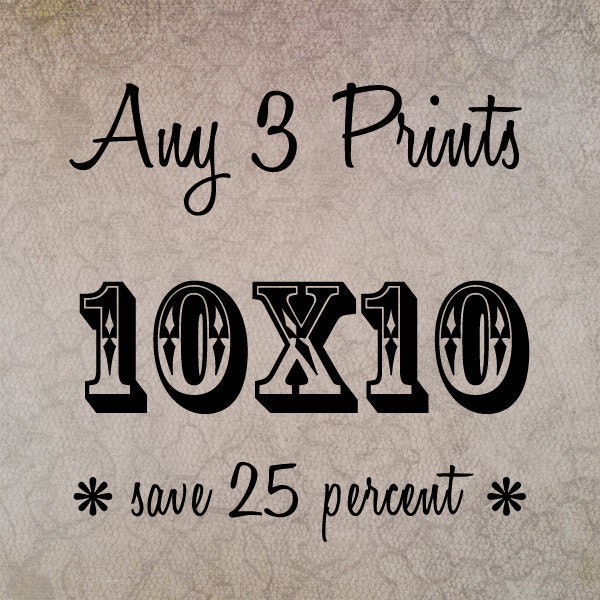 Any THREE 10x10 Prints