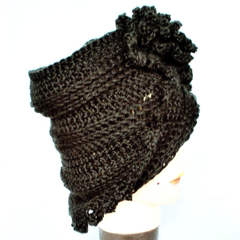 Womens Crochet Hat - Black Cloche Hat for Women Soft Acrylic Yarn Customize Plus Size - All Head Sizes Fall Accessories Spring Fashion