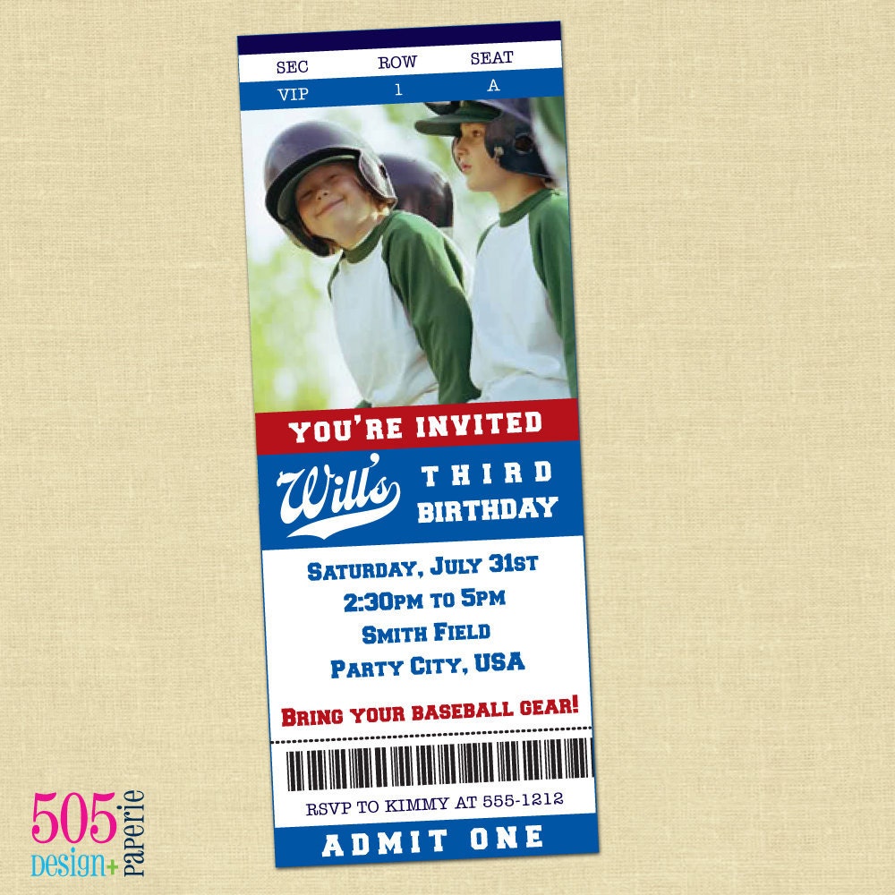 Baseball Ticket Invitation - Printable Baseball Party Invitation