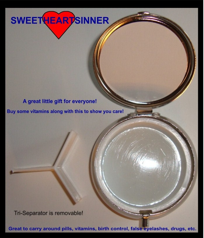 Surreal Clock Swirl Design Sweetheartsinner Stainless Steel Pill Box Case-Holds Pills, Vitamins, Guitar Pics, and more