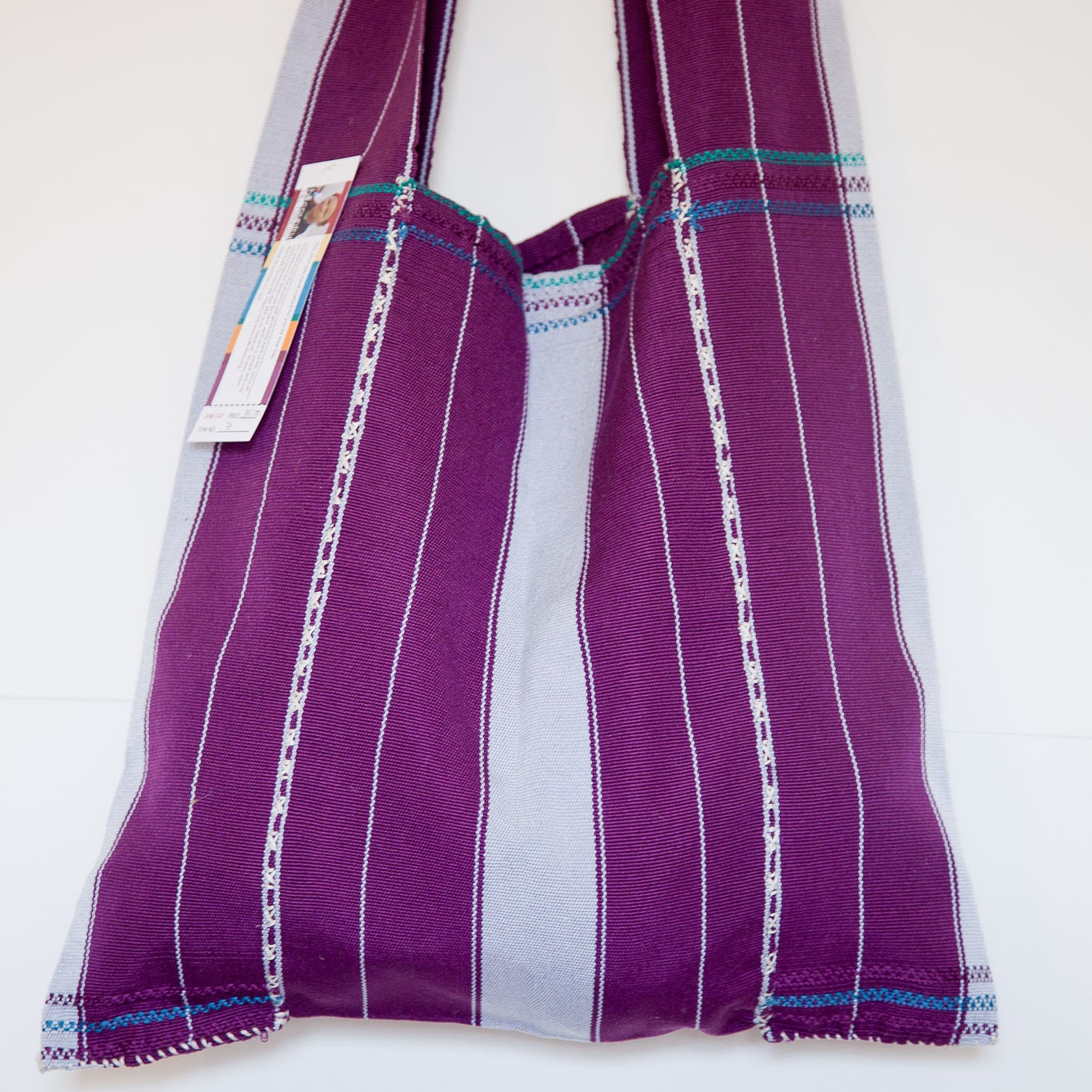 Handwoven Purple and White Shoulder Hippie Bag - Daw 7