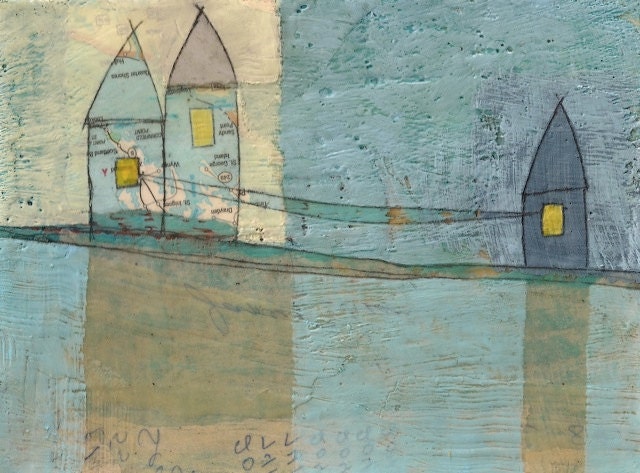 Fine Art Print of Original Encaustic Painting: a journey inward and across