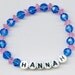 Sapphire Blue and PInk Name Bracelet, Personalized Children's Beaded Jewelry
