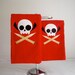 Embroidered Red Kitchen Dish Towels - Vampire Skull