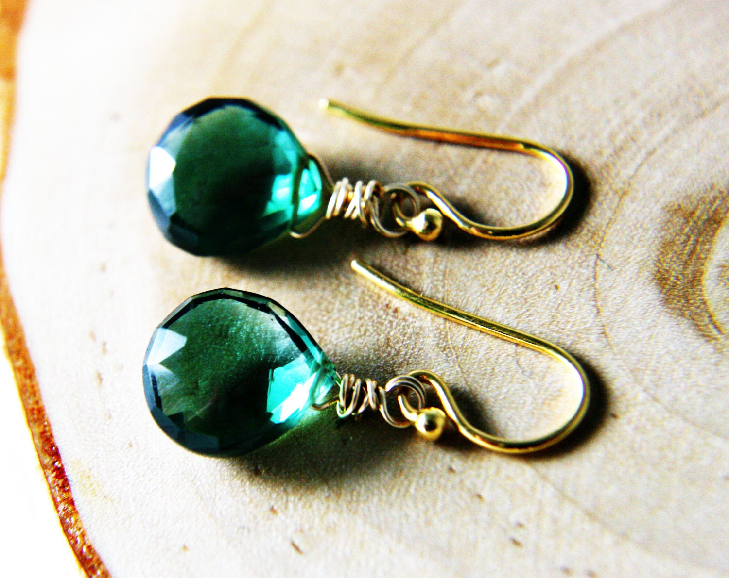 Green Stone Earrings Hydorquartz on 14K Gold Fill Earring Wires Fashion Under 100