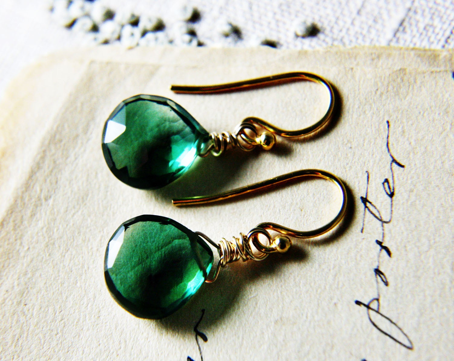 Green Stone Earrings Hydorquartz on 14K Gold Fill Earring Wires Fashion Under 100