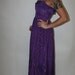 Long 70s Purple Party Bow Bodice Gown