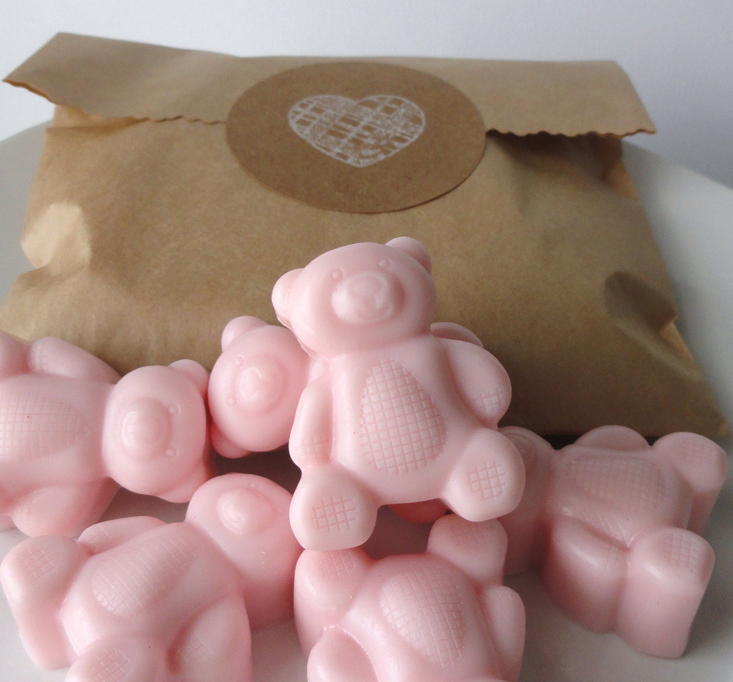 Valentine's Day SOAP-Black Raspberry and Vanilla Teddy Bear Mini Soap Set-Goats milk Soap