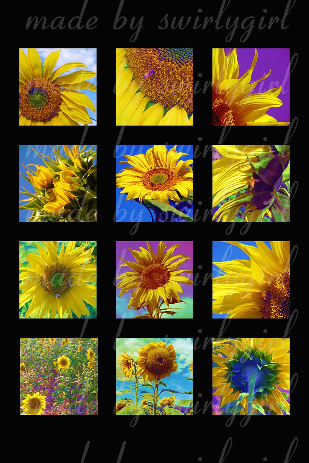 1-inch Tiled Sunflower Digital Collage Sheet $1.99