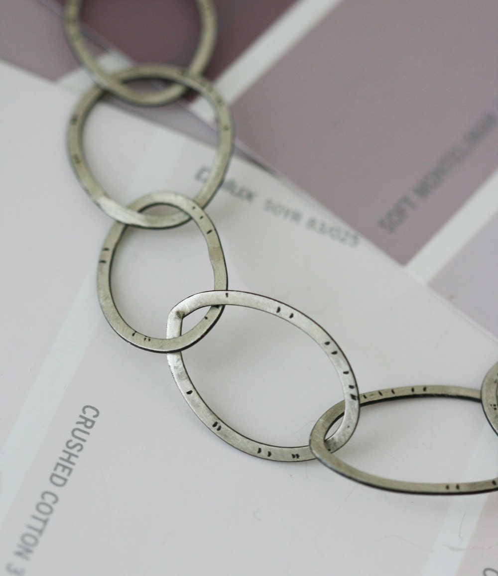 Irregular Link Chain - Embossed Sterling Silver Necklace