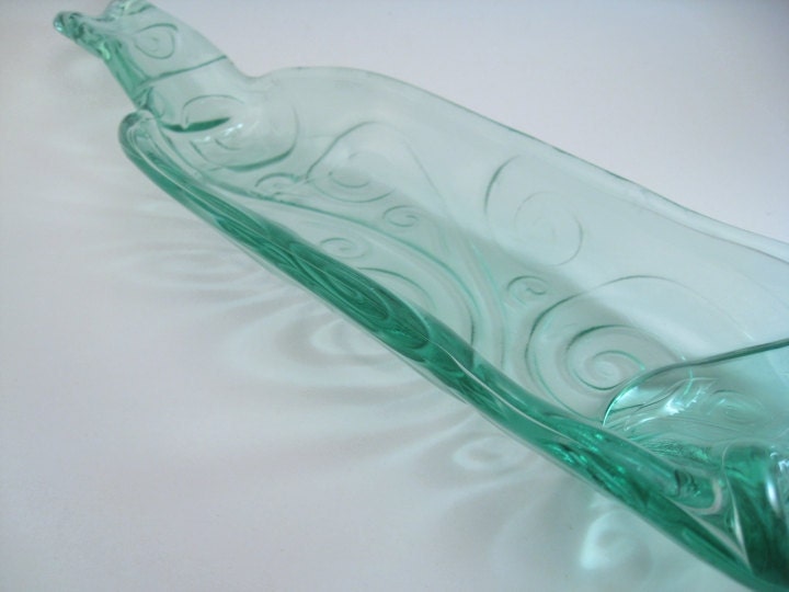 Recycled Glass Wine Bottle Swirl Scroll Dish - Clear