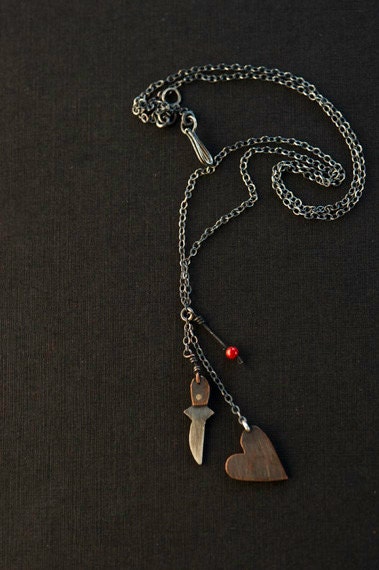 Heart and Dagger Charm Necklace