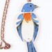 Pottery Bird Necklace Pendant - Lazuli Bunting Pottery Bird Necklace Pendant - Lazuli Bunting