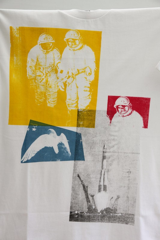 Space Rocket, Cosmonauts and a Peace Dove t-shirt  XL size