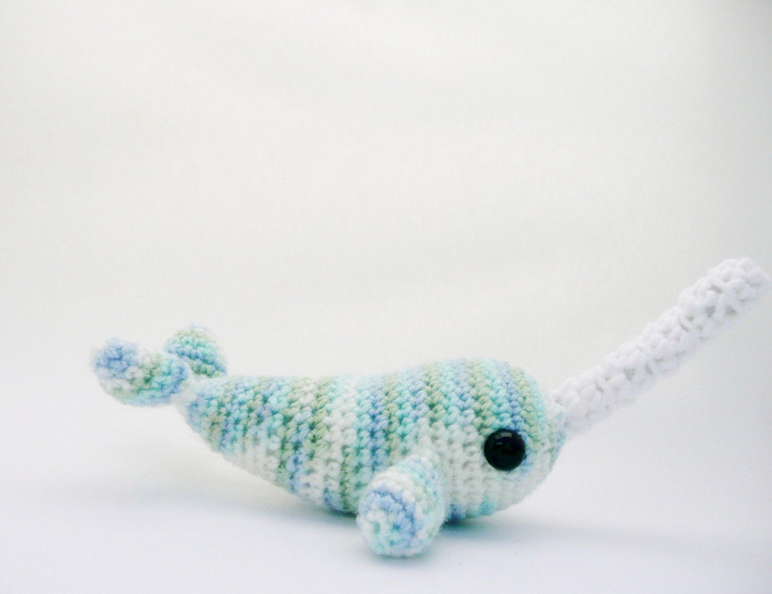 Narwhal Amigurumi Plush, Blue, Green and White