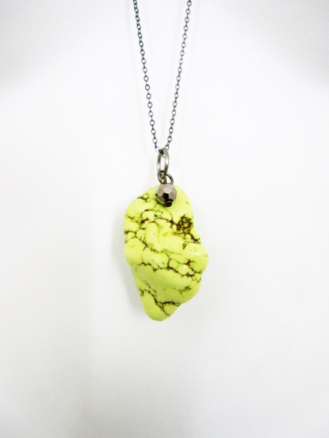 M O O N stone Necklace in Lime Green