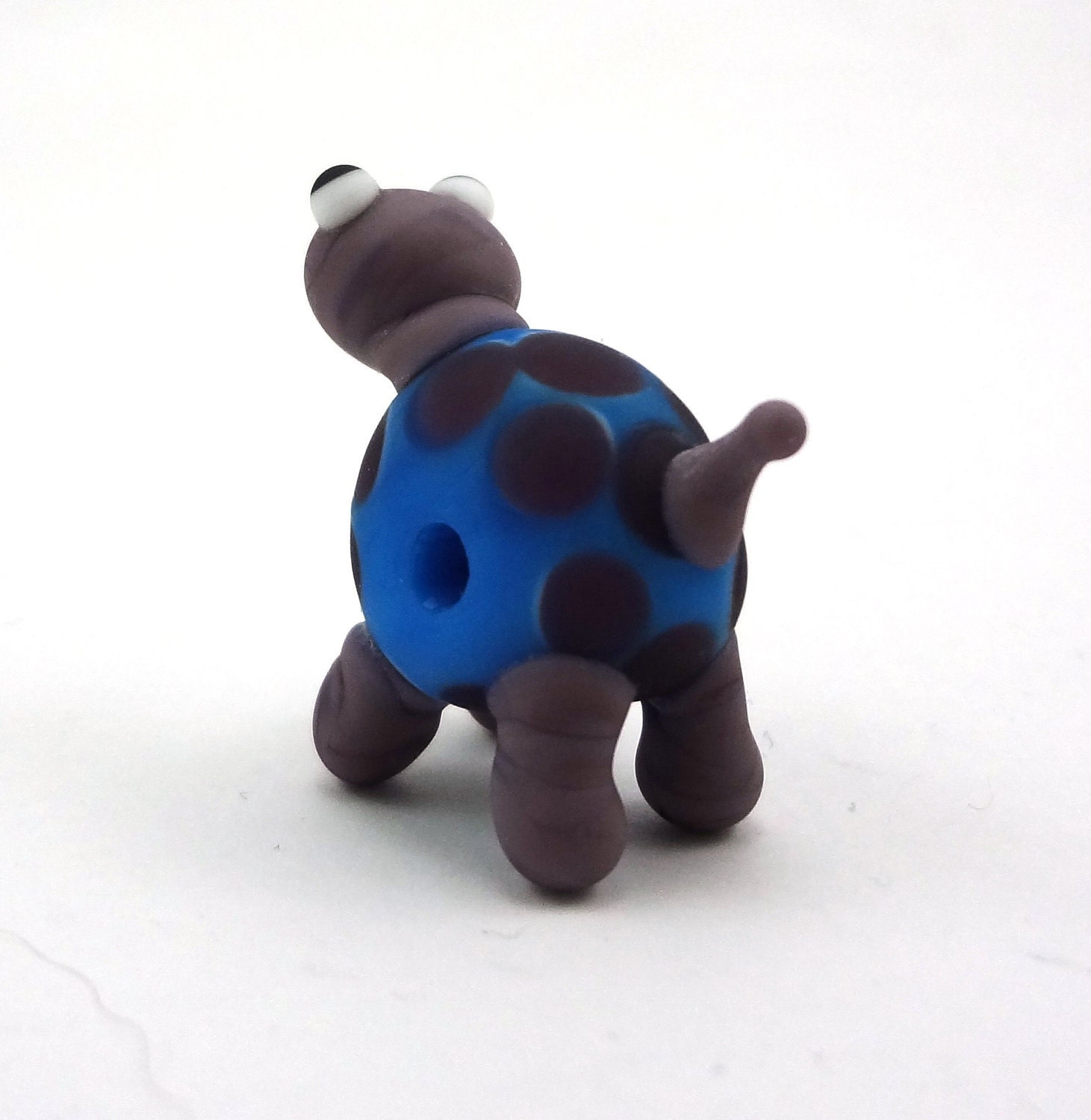 Purple and Blue Turtle Lampworked Glass Figurine Bead