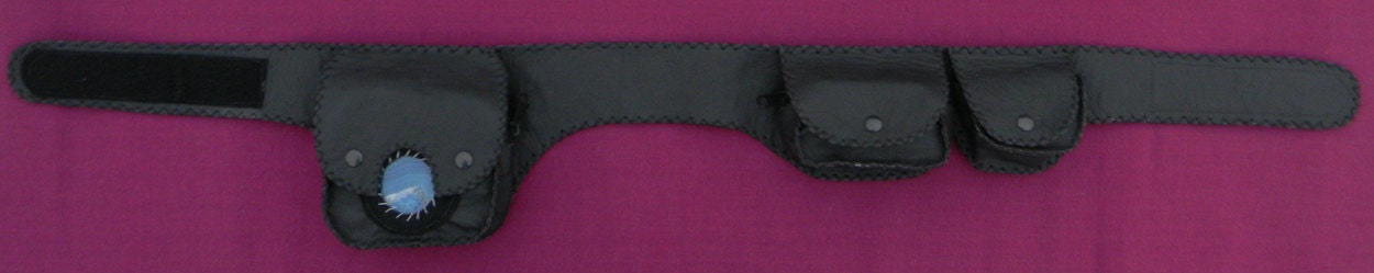 Summer Sale - Triple Pouch Leather belt - Burning Man belt - Leather utility belt with Brazilian gemstone