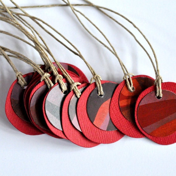 12x Gift Tags RecycleDesign Red ECO Petite