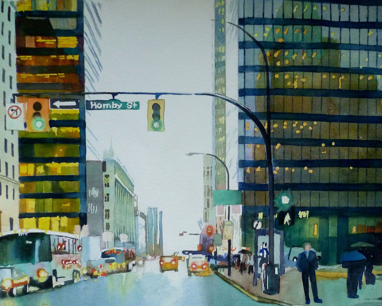 Hornby street, High Quality Art Print, watercolor on paper, sandrine pelissier