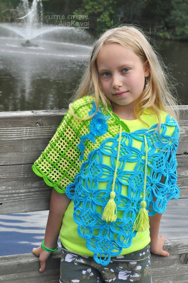 Jardin Hip Shawl Crochet Pattern/Ebook PDF Sizes Kids to Adult