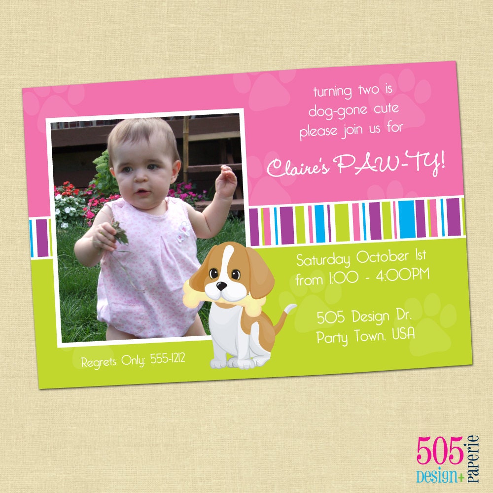 Dog-Gone-Cute Birthday Photo Invitation - Printable