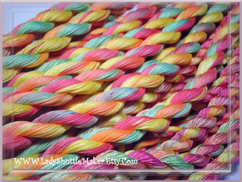 Autumn Splash  Size 20    hand dyed TATTING crochet embroidery CQ  thread    100 percent SILK