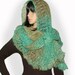 Extra long Scarf Shawl Wrap Aqua blue green beige OOAK Crochet - Cascade