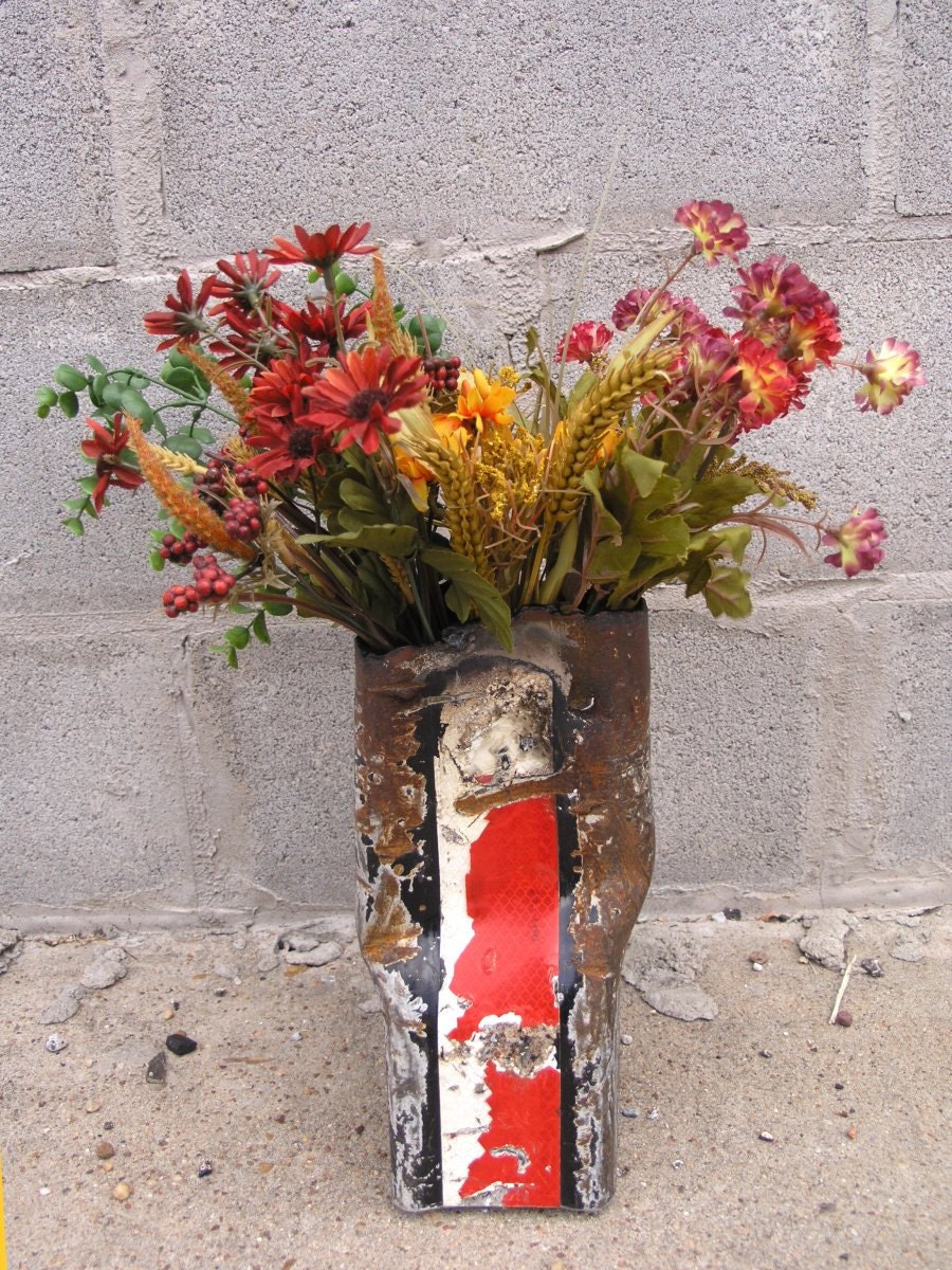 Black Metal Art Vase, Industrial Decor