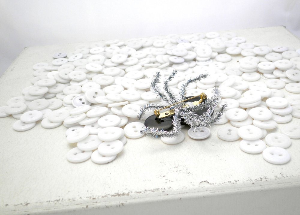 Black Spider Button Brooch