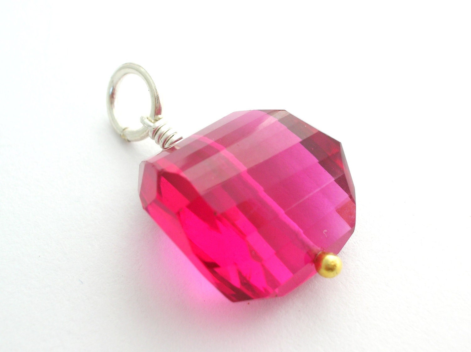 Hot Pink Quartz Nugget wire wrapped pendant  dangle  by bluebirdss from etsy.com