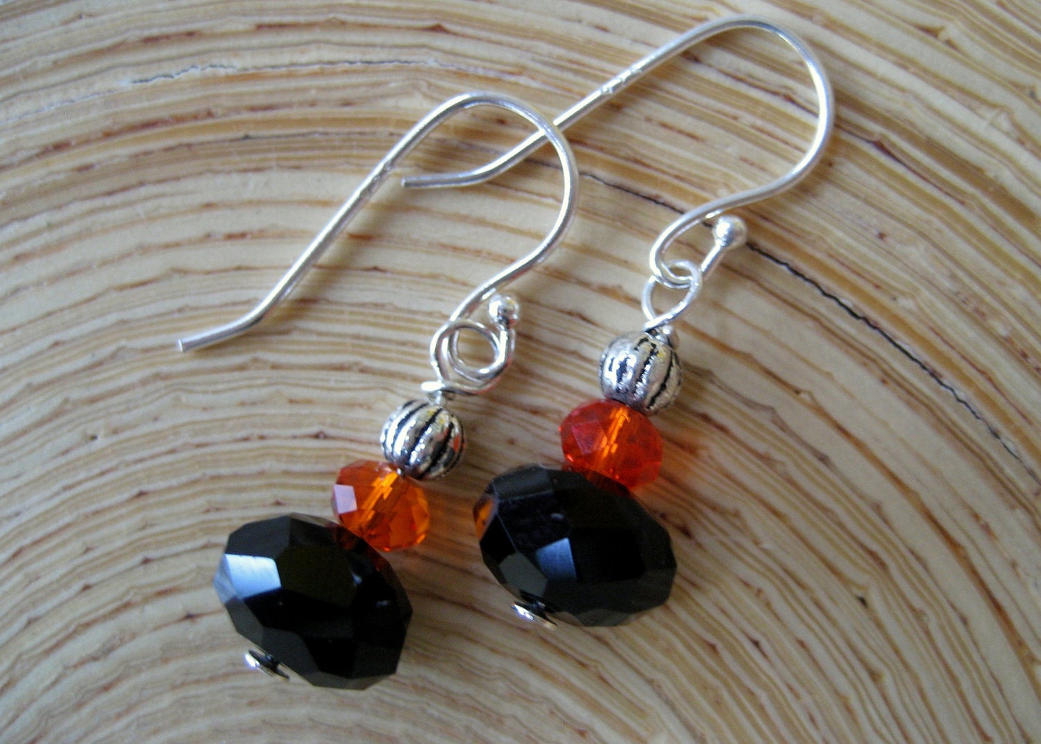 Sale Tangerine Orange Spice Earrings Handcrafted Beaded Czech Glass